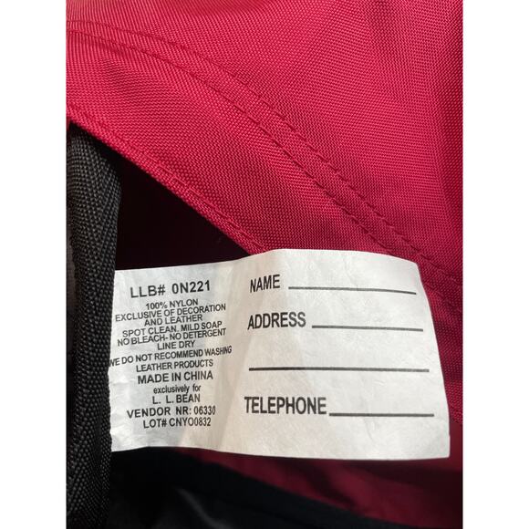 L.L.Bean Duffle Bag Red & Black Nylon Travel Gym Tote Tyler Name Embroidered - Picture 8 of 9